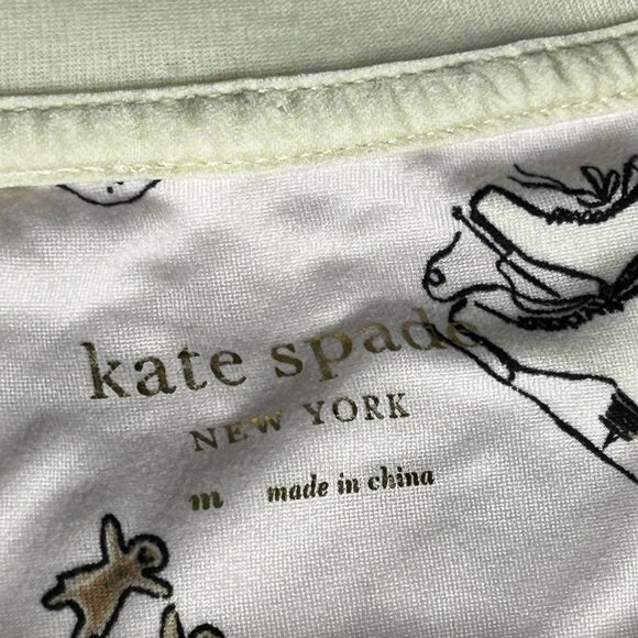 Kate Spade Pajama Set Womens M Henley Jogger Pink Winter Dog Print Top Pants - Picture 6 of 16